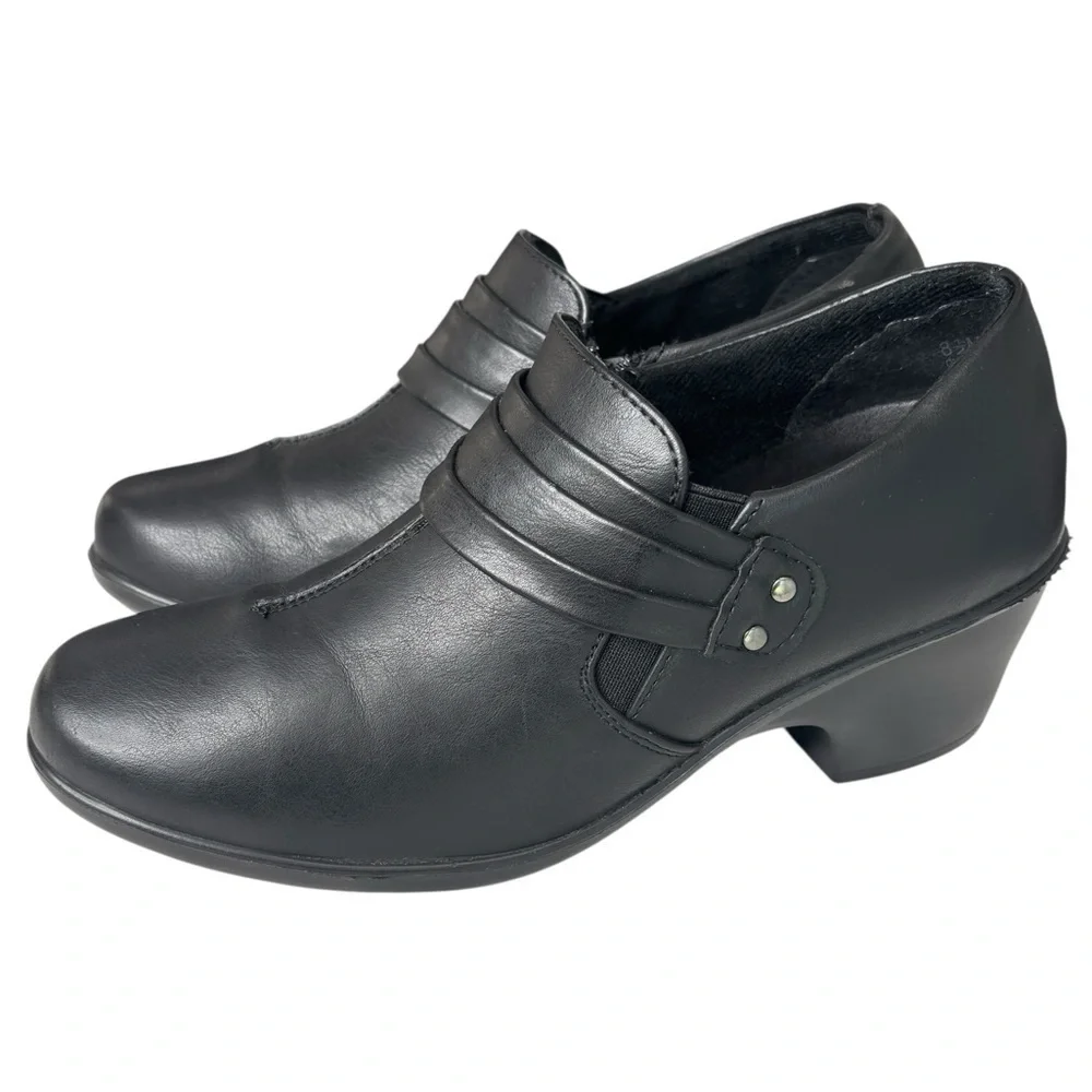 Easy Street Comfort Wave Shoe Bootie Black Block Heel Womens Size 8.5 M VEGAN
